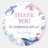 Onder het Zee Dolphin Sticker Labels Verjaardag (Voorkant)