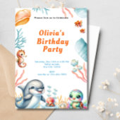 Onder het Zee Dolphin Turtle Kids Verjaardagsfeest Kaart