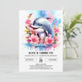 Onder het Zee Dolphin Verjaardagsuitnodiging Kaart (Staand voorkant)