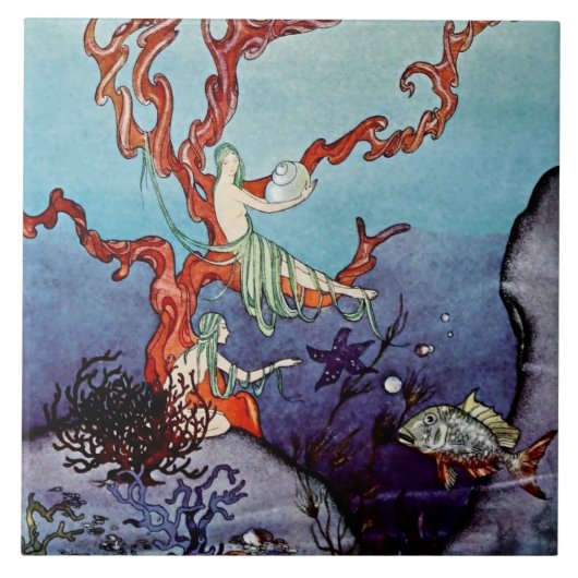 "Onder het Zee" door Viriginia Frances Sterrett Tegeltje (Voorkant)