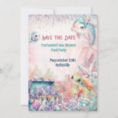 Onder het Zee Douche Zwembad Party Invitation Kaart (Achterkant)