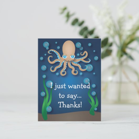 Onder het Zee Ecru Octopus Thank You Briefkaart (Staand voorkant)