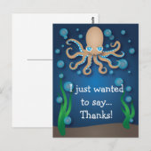 Onder het Zee Ecru Octopus Thank You Briefkaart (Voorkant / Achterkant)