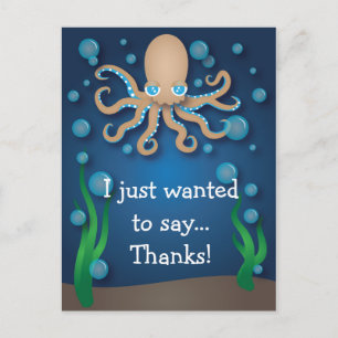 Onder het Zee Ecru Octopus Thank You Briefkaart