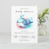 Onder het Zee Editable Whale Baby shower Kaart (Staand voorkant)