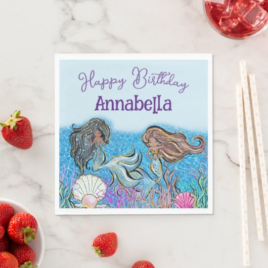 Onder het Zee Enchanted Black Mermaids Servet (Insitu)