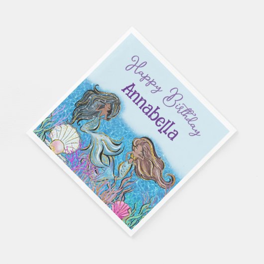 Onder het Zee Enchanted Black Mermaids Servet (Hoek)