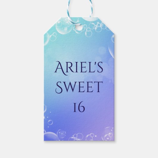 Onder het Zee Enchanted Bubbles Custom Party Favor Cadeaulabel (Voorkant)