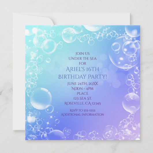 Onder het Zee Enchanted Bubbles Party uitnodiginge Kaart (Voorkant)