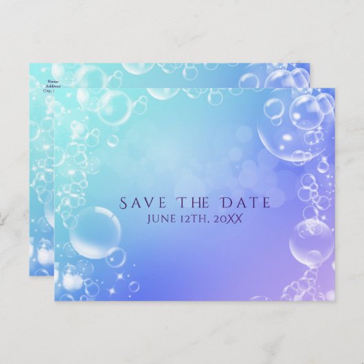 Onder het Zee Enchanted Bubbles Sla de datum op Aankondigingskaart (Voorkant / Achterkant)