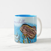 Onder het Zee Enchanted Dark Skin Zeemeerminnen Tweekleurige Koffiemok (Voorkant rechts)