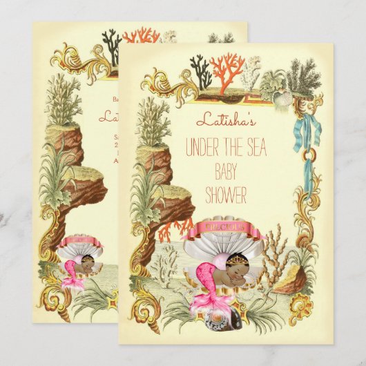Onder het Zee Etnische Zeemeermin Princess Baby sh Kaart (Voorkant / Achterkant)