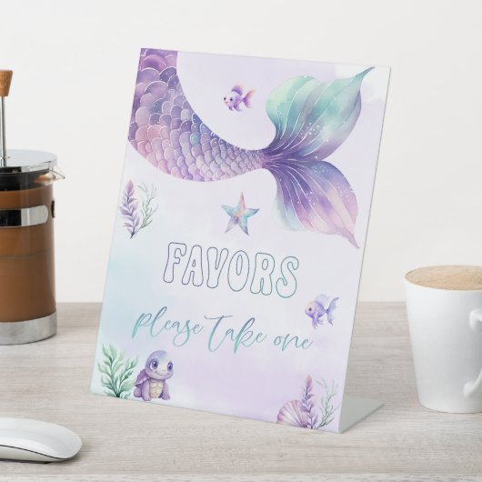 Onder het Zee Favors. Zeemeermin verjaardagsgunste Reclamebord Met Voetstuk (Insitu)