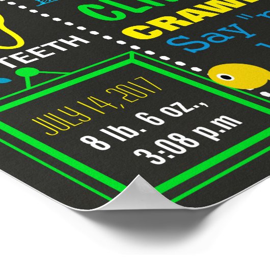 Onder het zee First Birthday chalkboard Poster (Hoek)