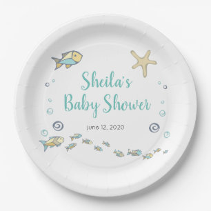 Onder het Zee Fish and Starfish Ocean Baby shower Papieren Bordje