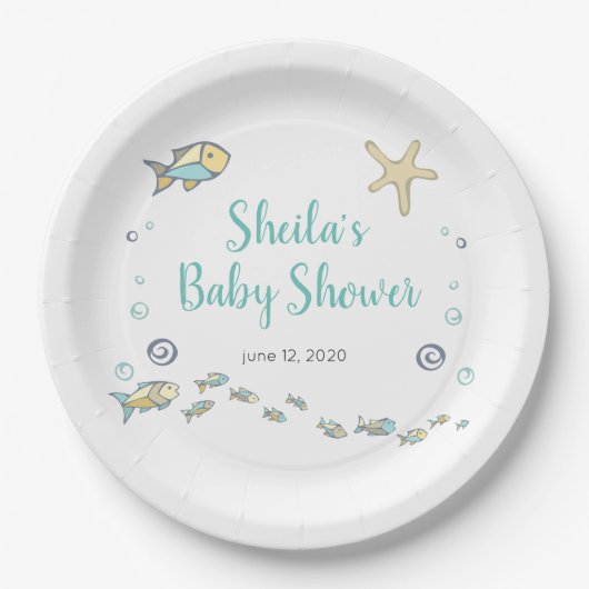 Onder het Zee Fish and Starfish Ocean Baby shower Papieren Bordje (Voorkant)