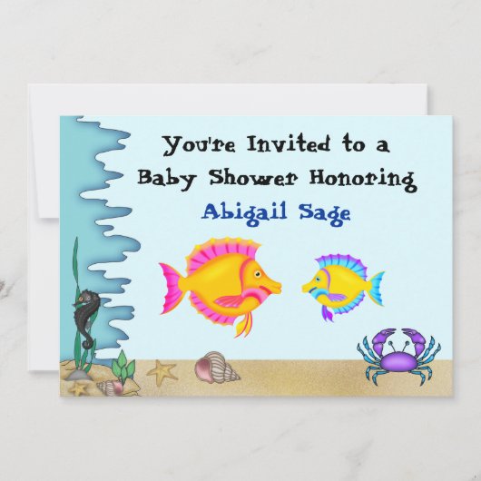 Onder het Zee Fish Baby shower Invites for Boys Kaart (Voorkant)