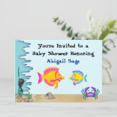 Onder het Zee Fish Baby shower Invites for Boys Kaart (Staand voorkant)
