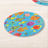 Onder het Zee Fish Birthday Party Ronde Kartonnen Onderzetter (Gebogen)