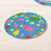 Onder het Zee Fish Birthday Party Ronde Kartonnen Onderzetter (Gebogen)
