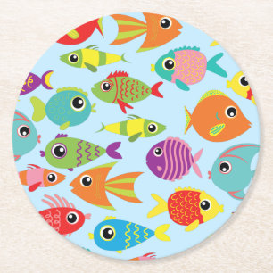 Onder het Zee Fish Birthday Party Ronde Kartonnen Onderzetter