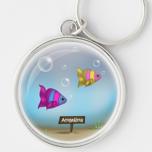 Onder het Zee Fish Bowl Design - Premium Sleutelha Sleutelhanger (Voorkant)
