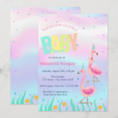 Onder het Zee, Flamingos Holographic Baby shower Kaart (Voorkant / Achterkant)