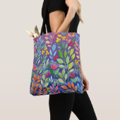 Onder het Zee Floral Waterverf Paarse Tote Bag (Dichtbij)
