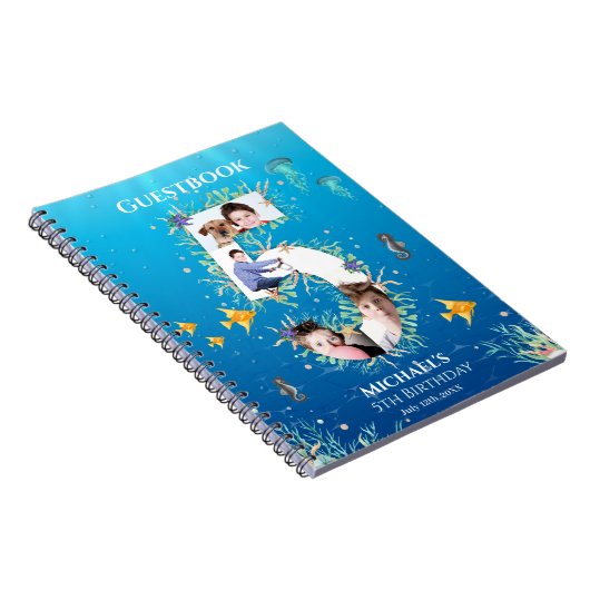 Onder het Zee Foto Big 5th Birthday Guest Book Notitieboek (Rechterzijde)