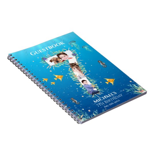 Onder het Zee Foto Big 7th Birthday Guest Book Notitieboek (Rechterzijde)