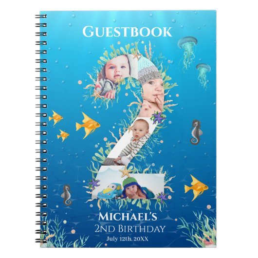 Onder het Zee Foto collage Big 2e verjaardag Notitieboek (Voorkant)