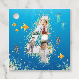 Onder het Zee Foto Collage Big 4th Birthday Bedankjes Labels