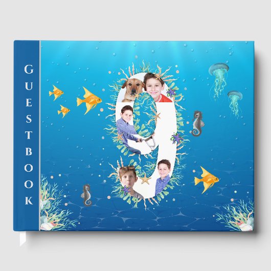 Onder het Zee Foto Collage Big 9th Birthday Gastenboek (Voorkant)
