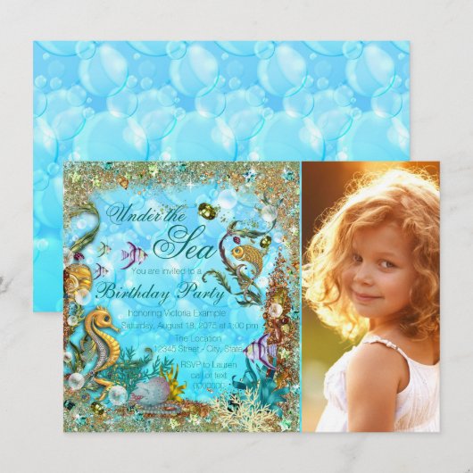 Onder het Zee Foto Verjaardagsfeest Kaart (Voorkant / Achterkant)