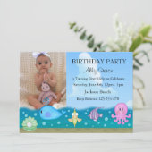 Onder het Zee foto verjaardagsuitnodiging Kaart (Staand voorkant)