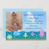 Onder het Zee foto verjaardagsuitnodiging Kaart (Voorkant / Achterkant)