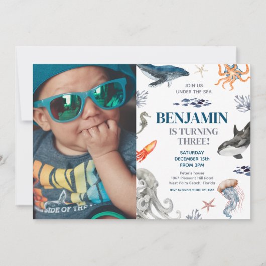 Onder het Zee Foto Zee Verjaardagsfeest Kaart (Voorkant)