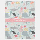 Onder het Zee Friends Pattern Fleece Deken (Voorkant)