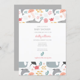 Onder het Zee Friends Pattern Invitation Kaart