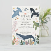 Onder het Zee Gender Neutral Birthday Invite Kaart (Staand voorkant)