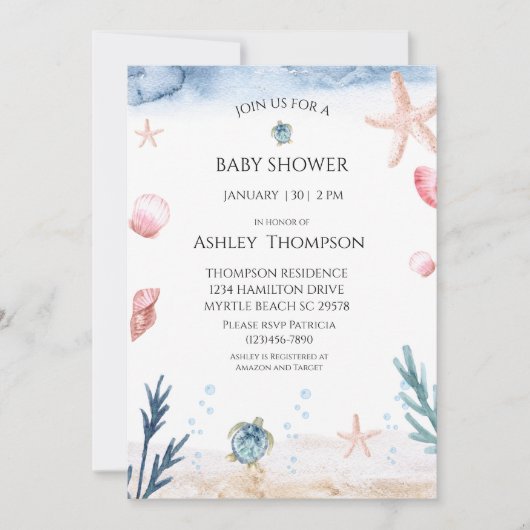 Onder het Zee Genderneutraal Baby shower Kaart (Voorkant)