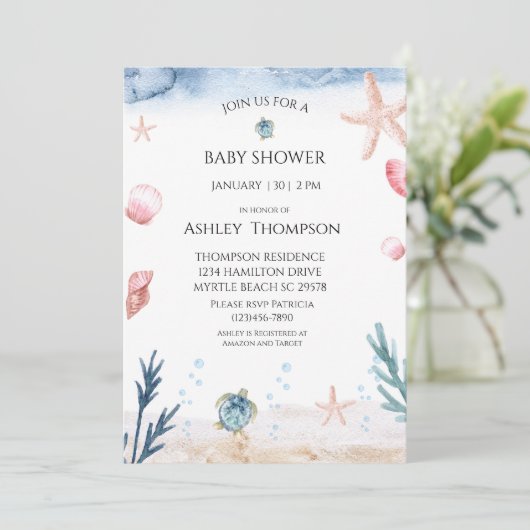 Onder het Zee Genderneutraal Baby shower Kaart (Staand voorkant)