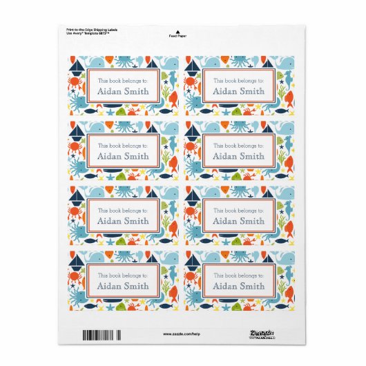 Onder het Zee gepersonaliseerd boek Etiket (Full Sheet)