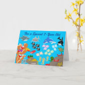 Onder het Zee Gepersonaliseerde 7e Verjaardag Kaart (Gele Bloem)