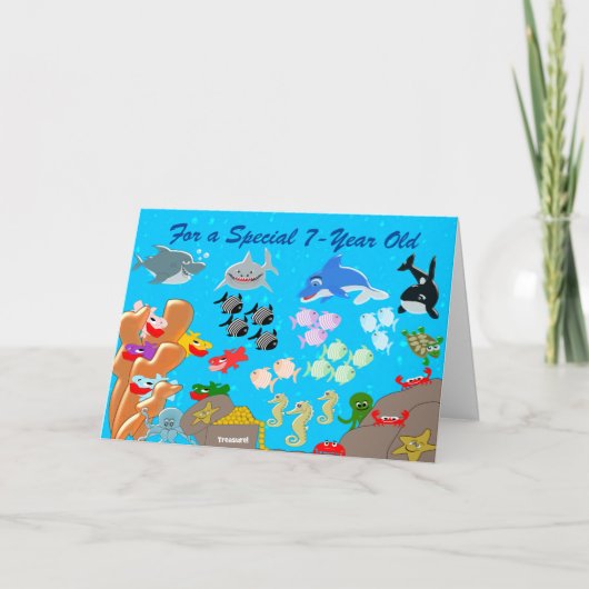 Onder het Zee Gepersonaliseerde 7e Verjaardag Kaart (Voorkant)