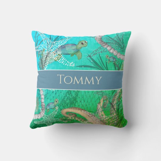 Onder het Zee Gepersonaliseerde Schildpad Kussen (Achterkant)
