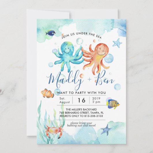 Onder het Zee | Gezamenlijke uitnodiging van de pa (Voorkant)