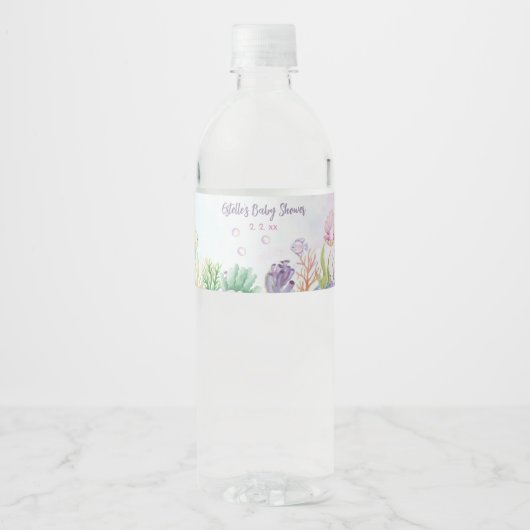 Onder het Zee Girl Baby shower Bottle Label Waterfles Etiket (Voorkant)