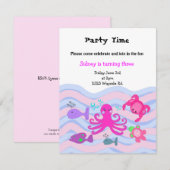 Onder het Zee Girls Birthday Invitation Kaart (Voorkant / Achterkant)