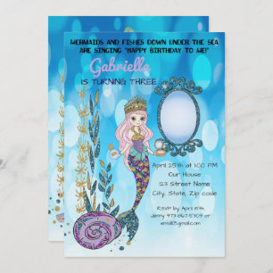 Onder het Zee Glitter Mermaid Birthday Kaart